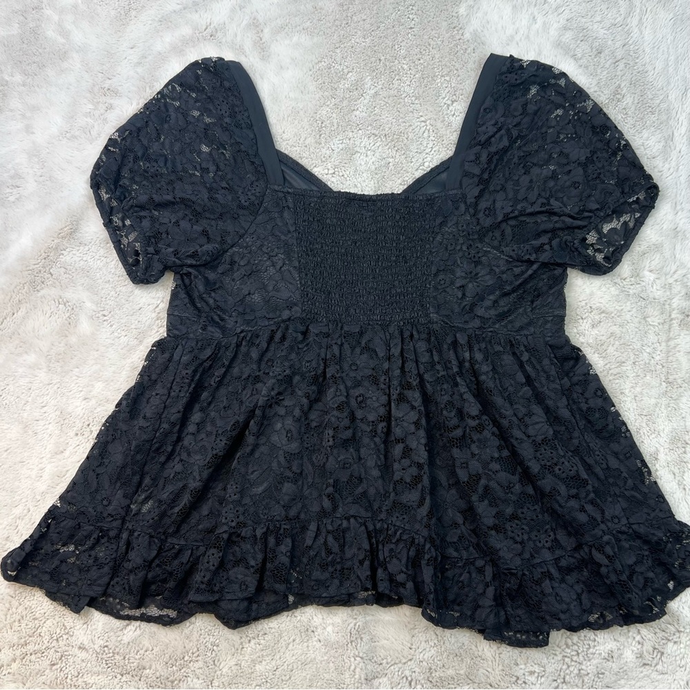 Torrid Babydoll Lace Puff Sleeve Top Sweetheart Neckline Plus Size 1 Stretch - Picture 8 of 13
